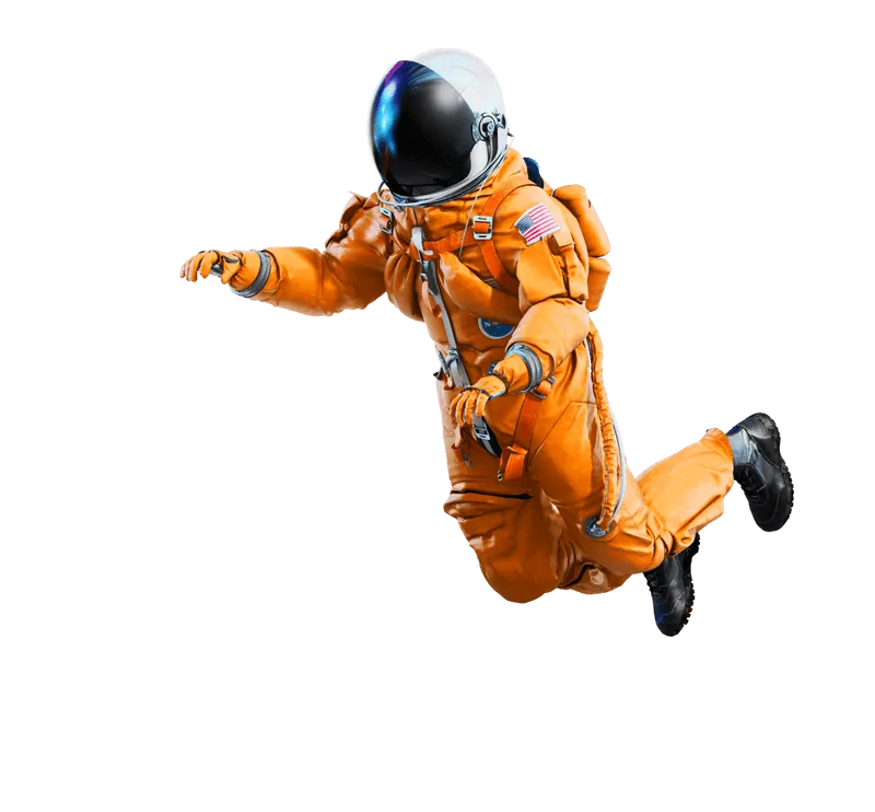 An astronaut in an orange suit floating free — the Alt Shift take on marketing that lifts local service businesses above the noise
